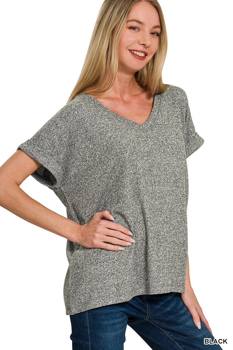 Soft Melange V-Neck Tee { product_type }}