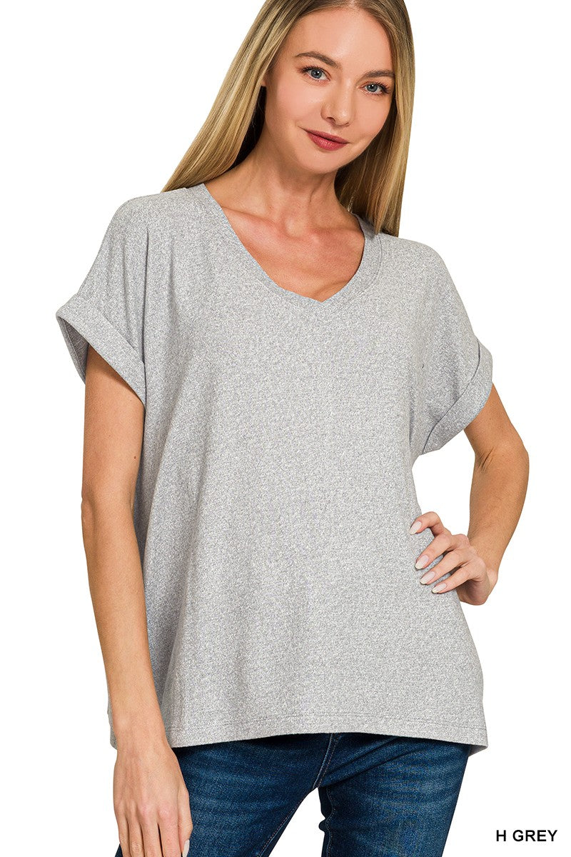 Soft Melange V-Neck Tee { product_type }}