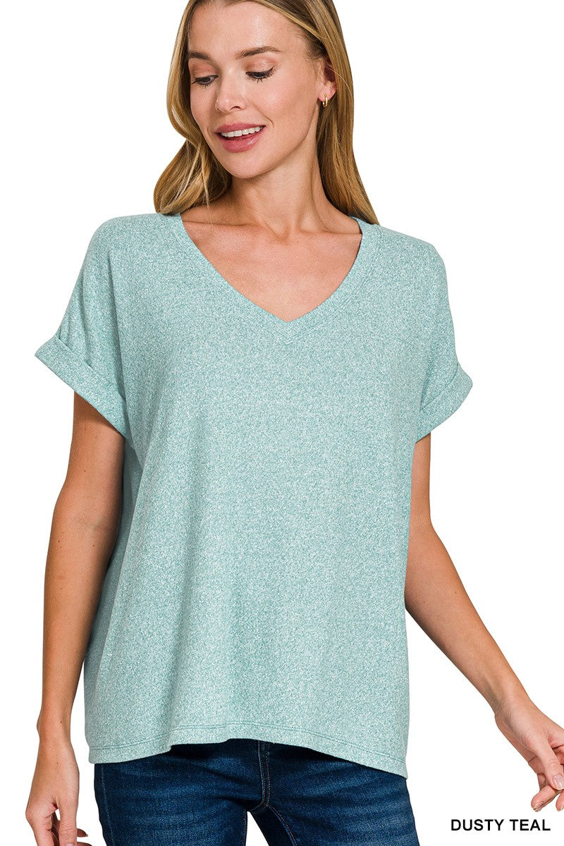 Soft Melange V-Neck Tee { product_type }}