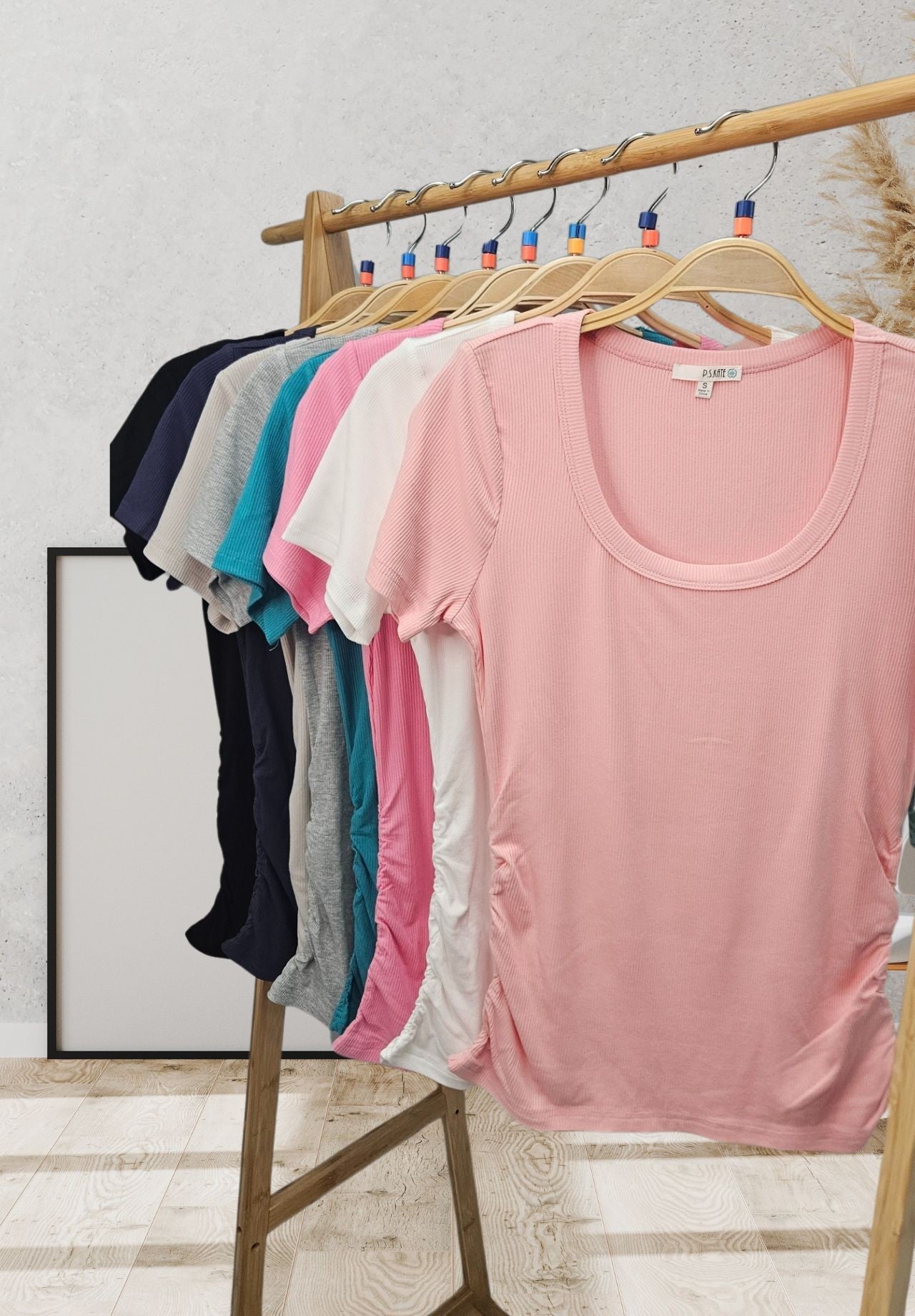 Solid Rib Scoop Neck Top-Shirts & Tops-P.S. Kate-Three Birdies Boutique, Women's Fashion Boutique Located in Kearney, MO