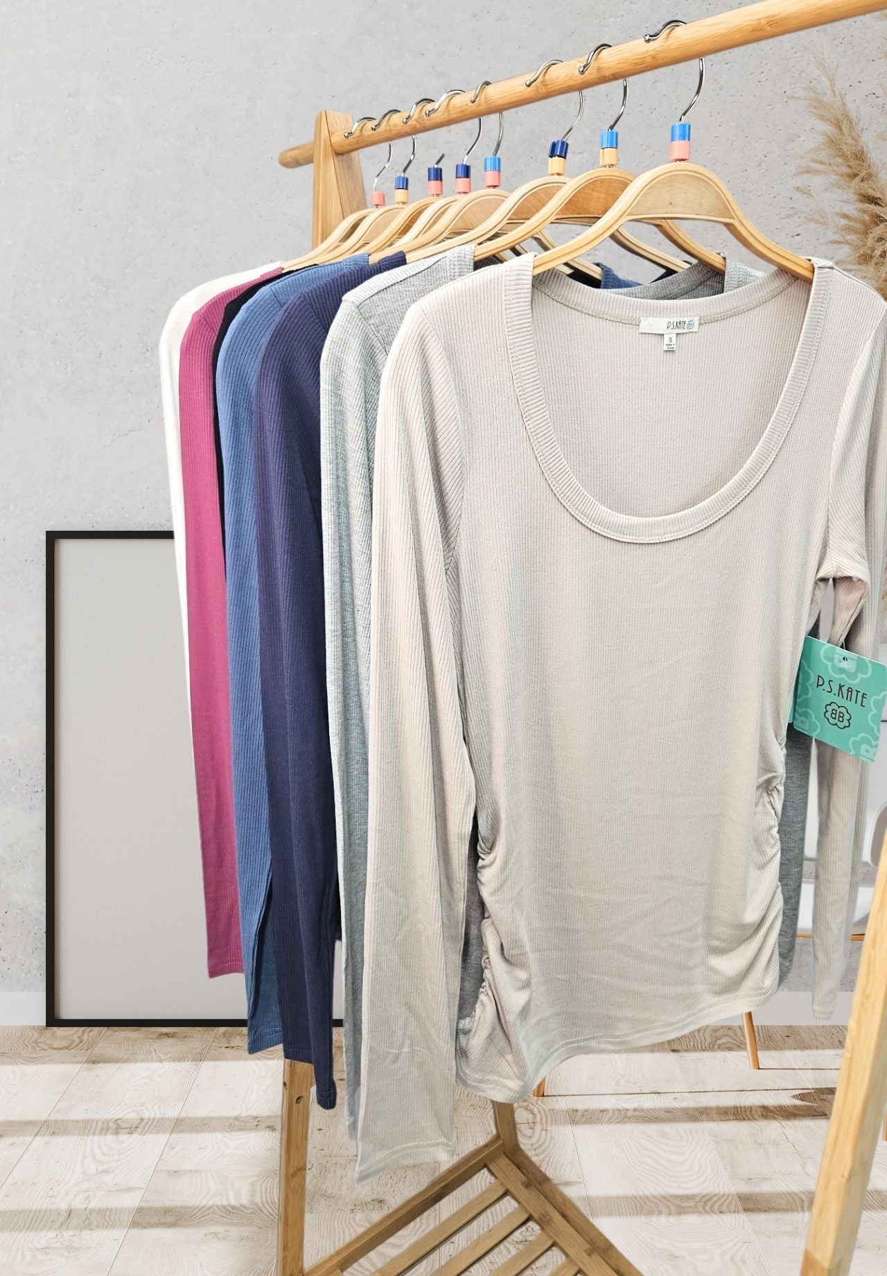 Solid Rib Long Sleeve Top { product_type }}