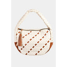 Faux Leather Basket Weave Semi Circle Bag: IV { product_type }}