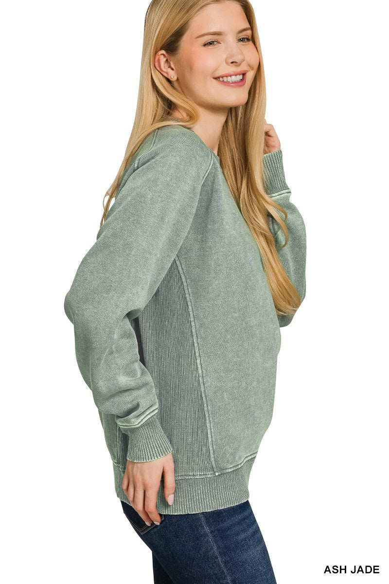 Vintage Wash Ribbed Sweatshirt { product_type }}