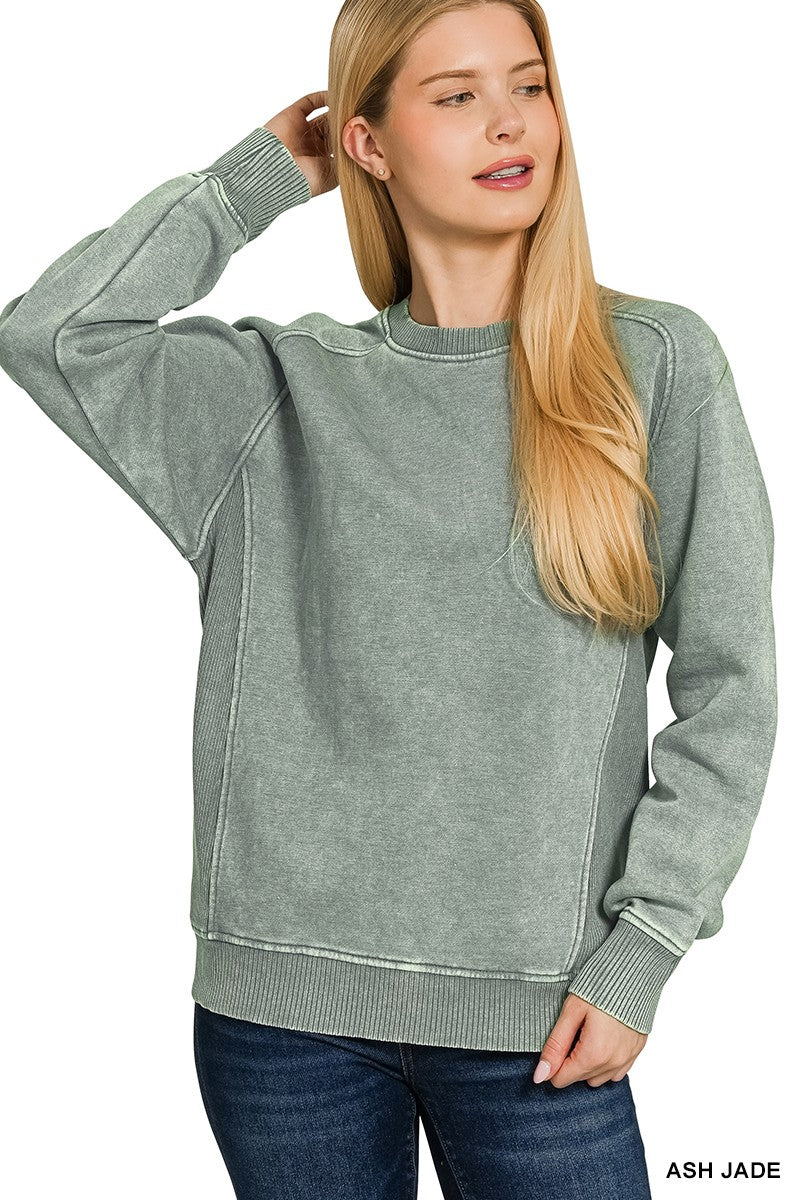 Vintage Wash Ribbed Sweatshirt { product_type }}