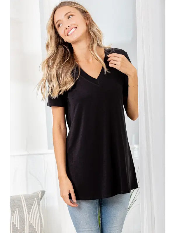 Bulgari V Neck Tee-Shirts & Tops-Heimish-Three Birdies Boutique, Women's Fashion Boutique Located in Kearney, MO