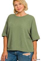 Double Knit Banded Bottom Short Sleeve Top { product_type }}