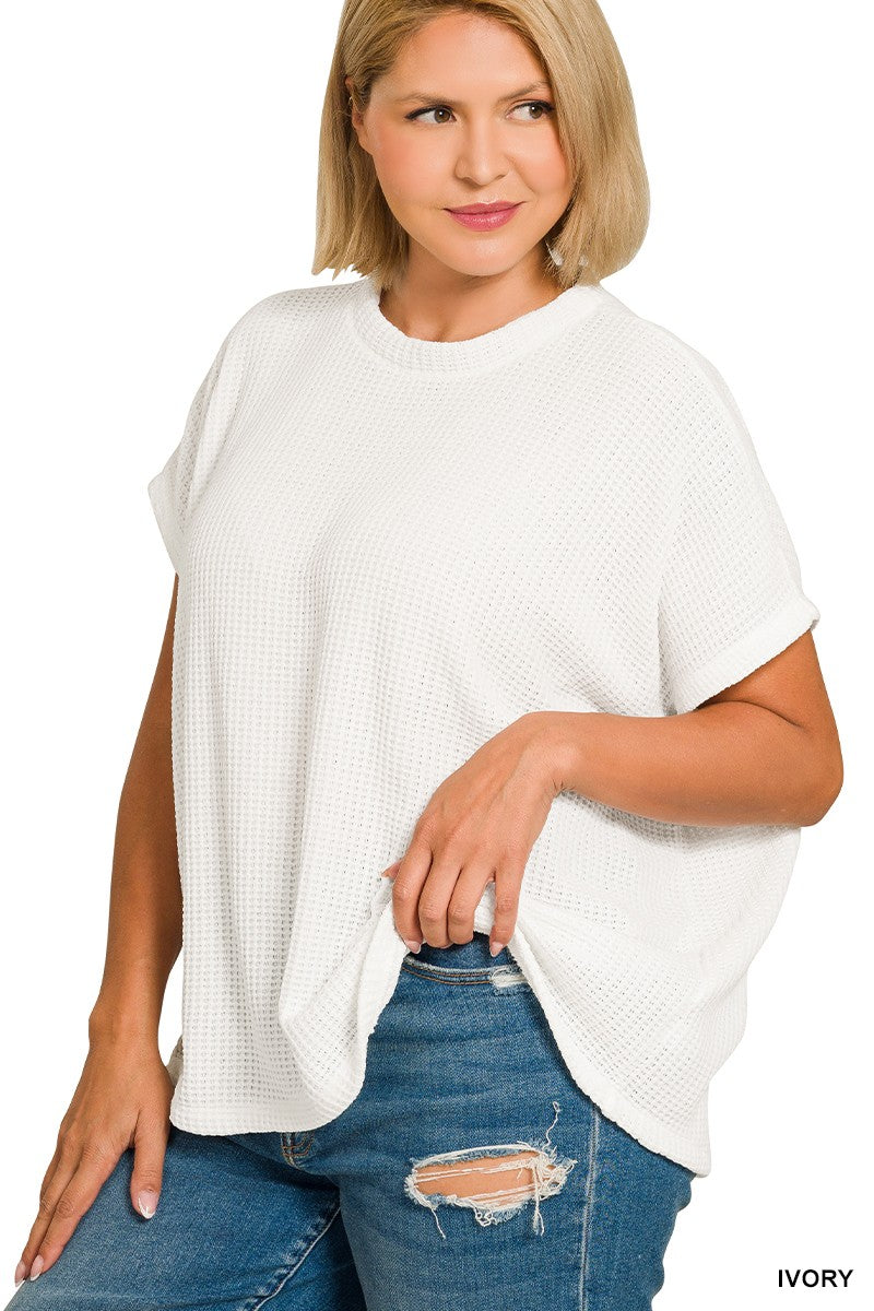 Chenille Waffle Cap Sleeve Sweater { product_type }}