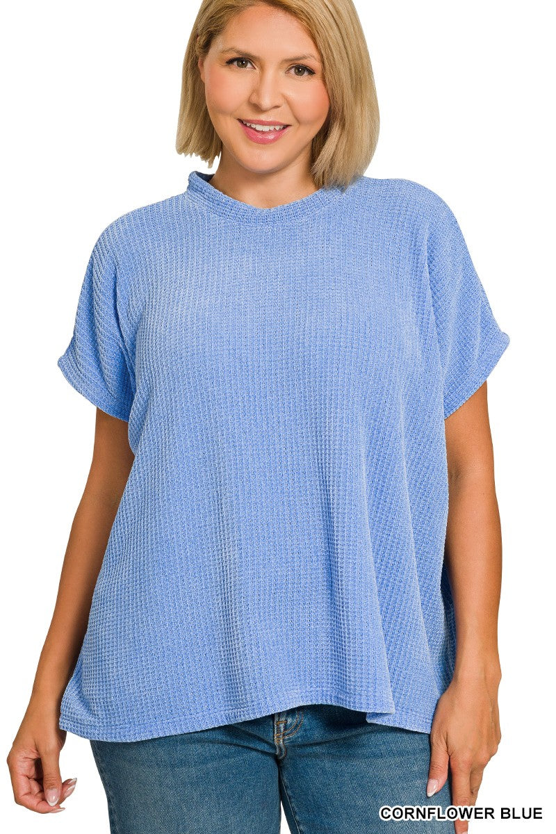 Chenille Waffle Cap Sleeve Sweater { product_type }}