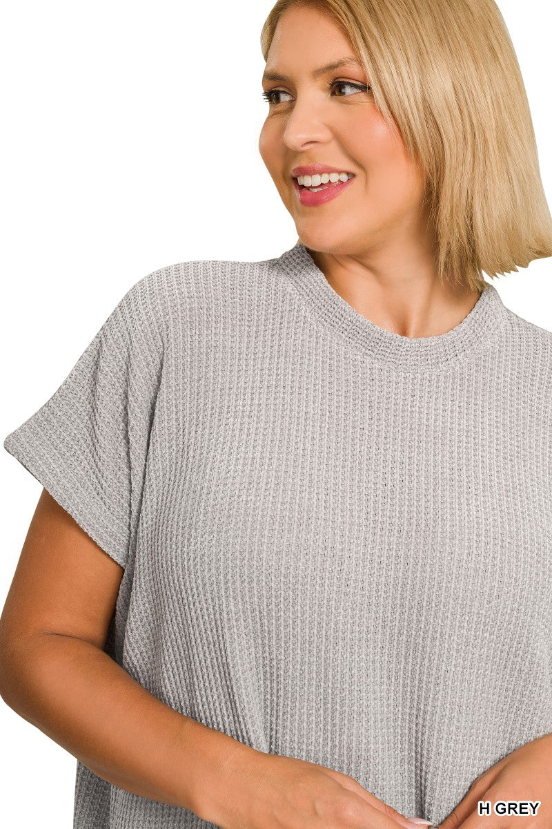 Chenille Waffle Cap Sleeve Sweater { product_type }}