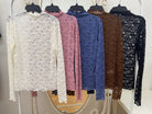 Mock Neck Lace Mesh Tops { product_type }}