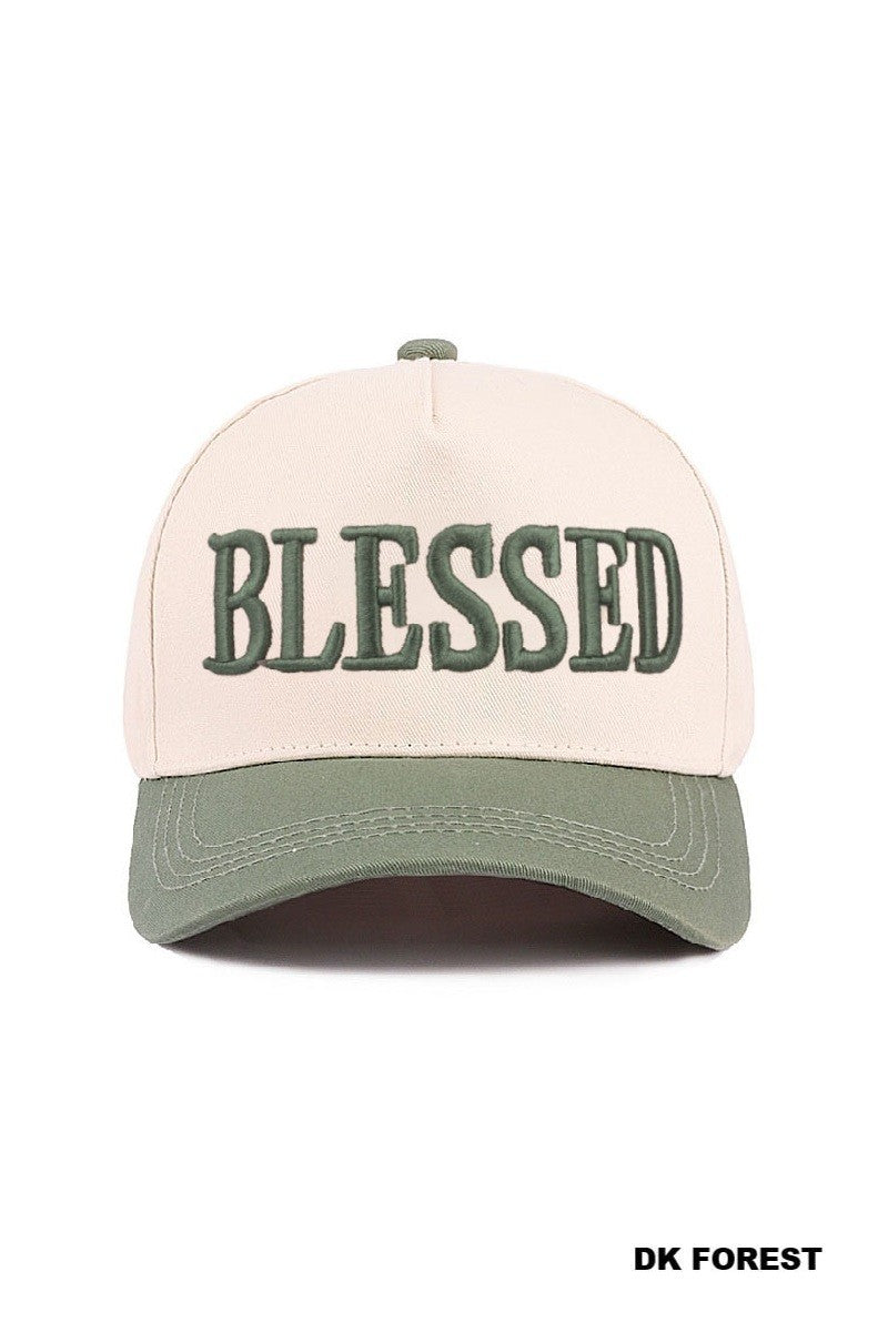 Blessed Two Tone Cotton Cap-Zenana-Three Birdies Boutique, Women's Fashion Boutique Located in Kearney, MO