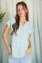 Cuffed Short Sleeve Button Down { product_type }}