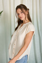Cuffed Short Sleeve Button Down { product_type }}