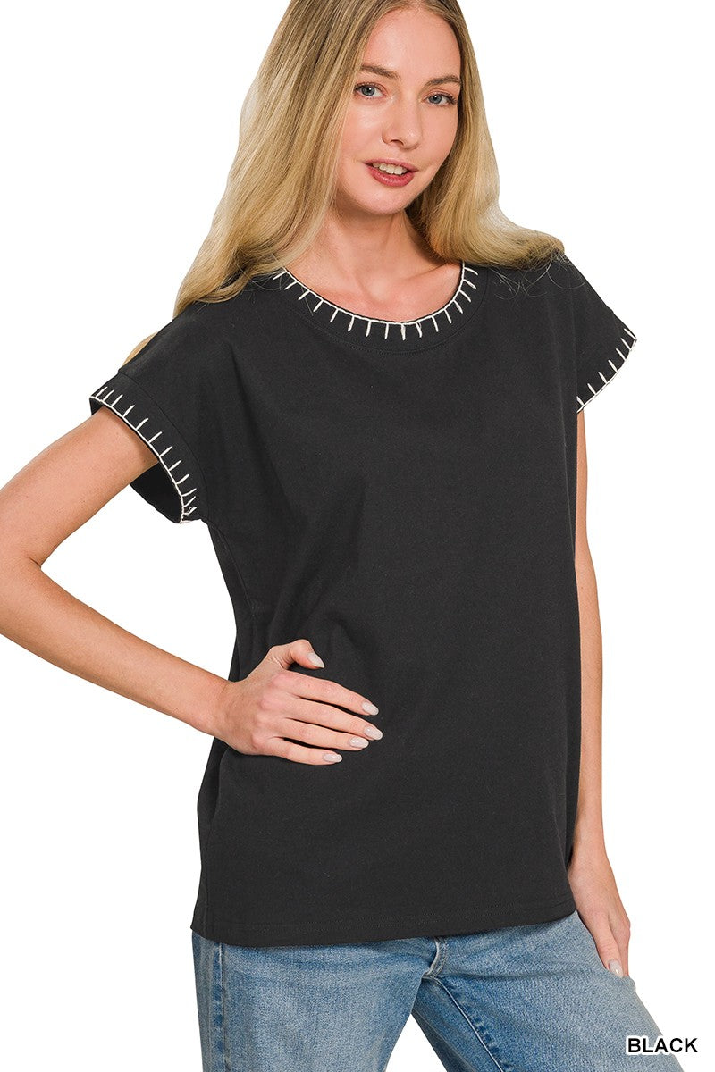 Black Stitch Detail Top { product_type }}