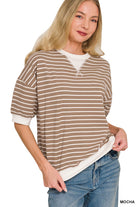 Striped Rib Banded Pullover { product_type }}