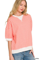 Striped Rib Banded Pullover { product_type }}