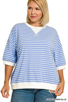 Striped Rib Banded Pullover { product_type }}