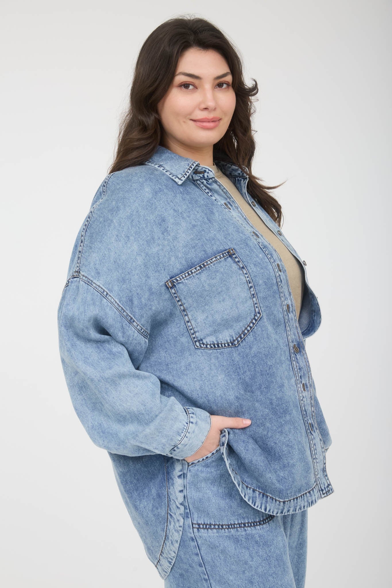 Chambray Long Sleeve Shirt { product_type }}