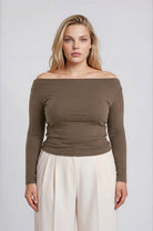 Boat Neck Long Sleeve Top { product_type }}