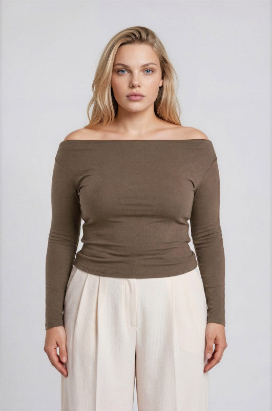 Boat Neck Long Sleeve Top { product_type }}