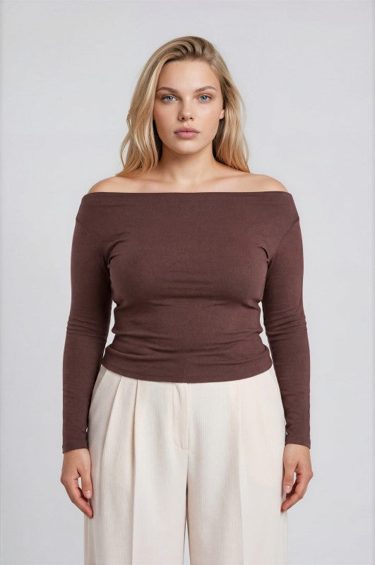 Boat Neck Long Sleeve Top { product_type }}