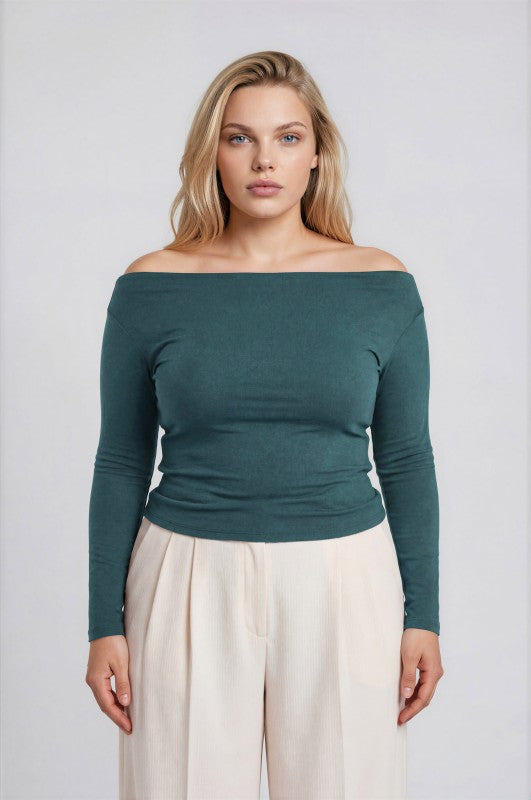 Boat Neck Long Sleeve Top { product_type }}