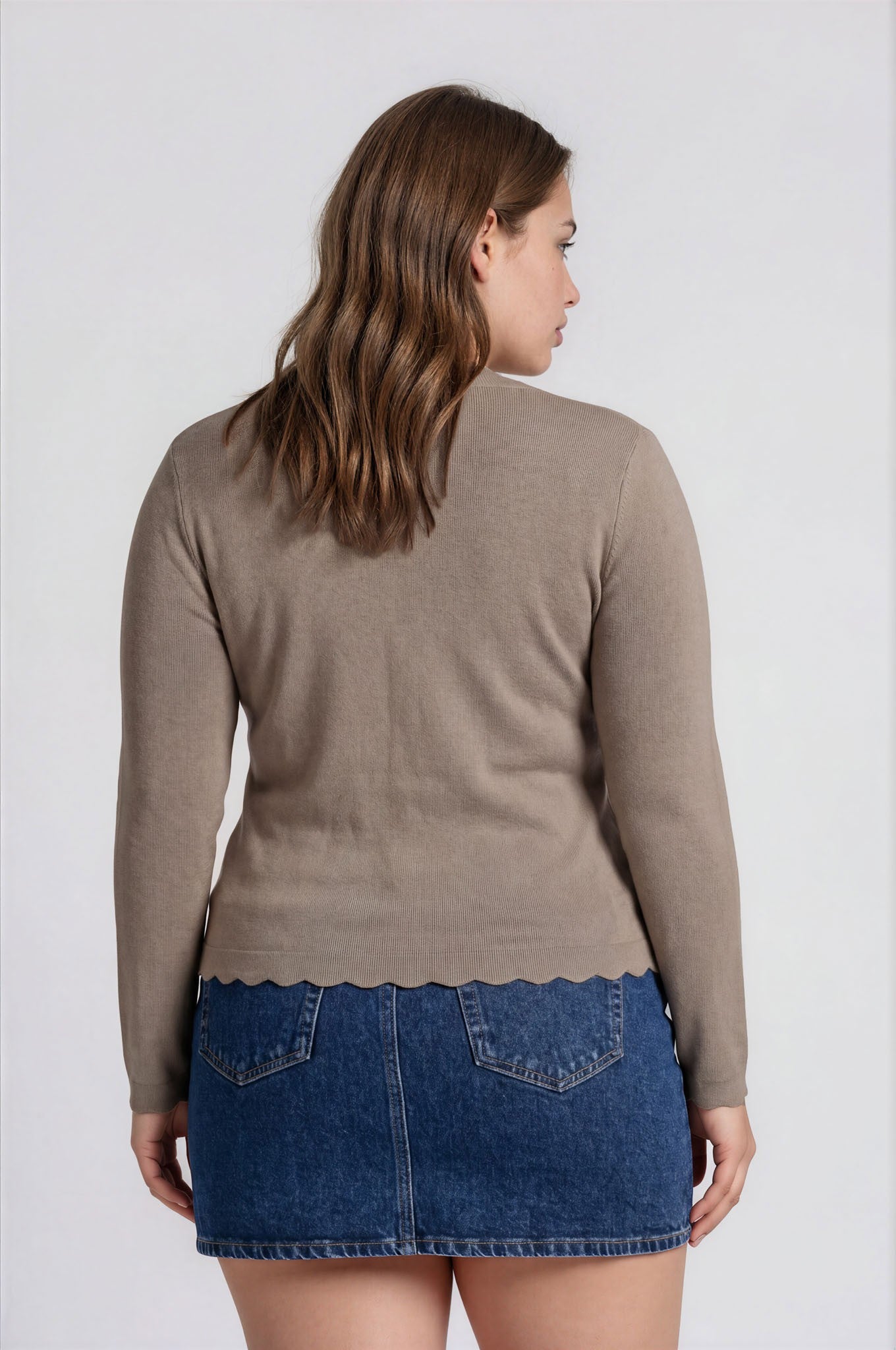Scalloped Long Sleeve Button Down { product_type }}