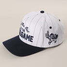 Take Me Out to the Ballgame Embroidered Pinstripe Trucker Hat - Navy/White { product_type }}
