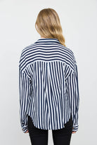 Vertical Stripe Collared Button Down Shirt { product_type }}
