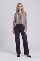 Vertical Stripe Collared Button Down Shirt { product_type }}