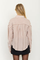 Vertical Stripe Collared Button Down Shirt { product_type }}