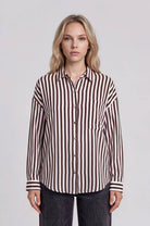 Vertical Stripe Collared Button Down Shirt { product_type }}