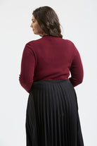 Mock Neck Long Sleeve Sweater Knit Top { product_type }}
