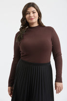 Mock Neck Long Sleeve Sweater Knit Top { product_type }}