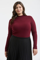 Mock Neck Long Sleeve Sweater Knit Top { product_type }}