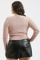 Mock Neck Long Sleeve Sweater Knit Top { product_type }}