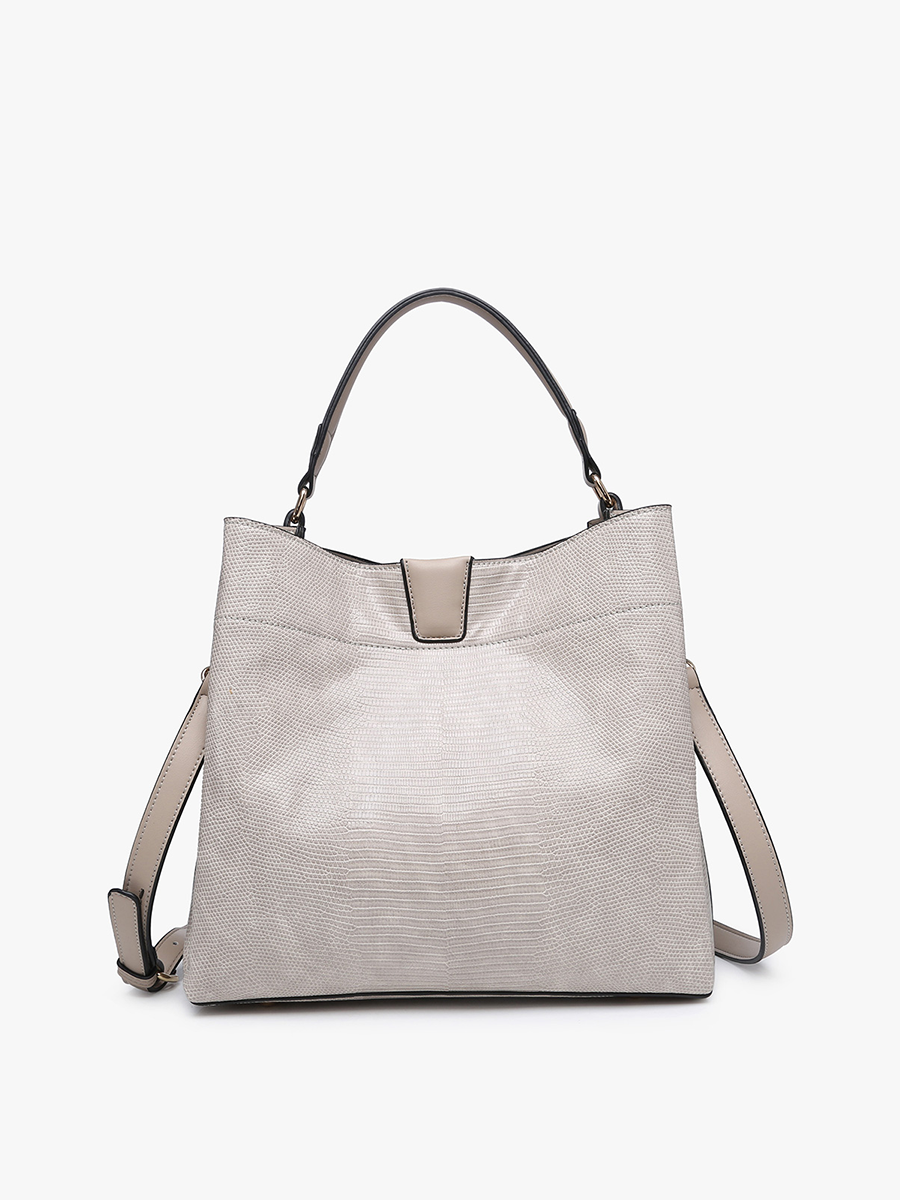 Tati Lizard Print Satchel - Light Grey { product_type }}