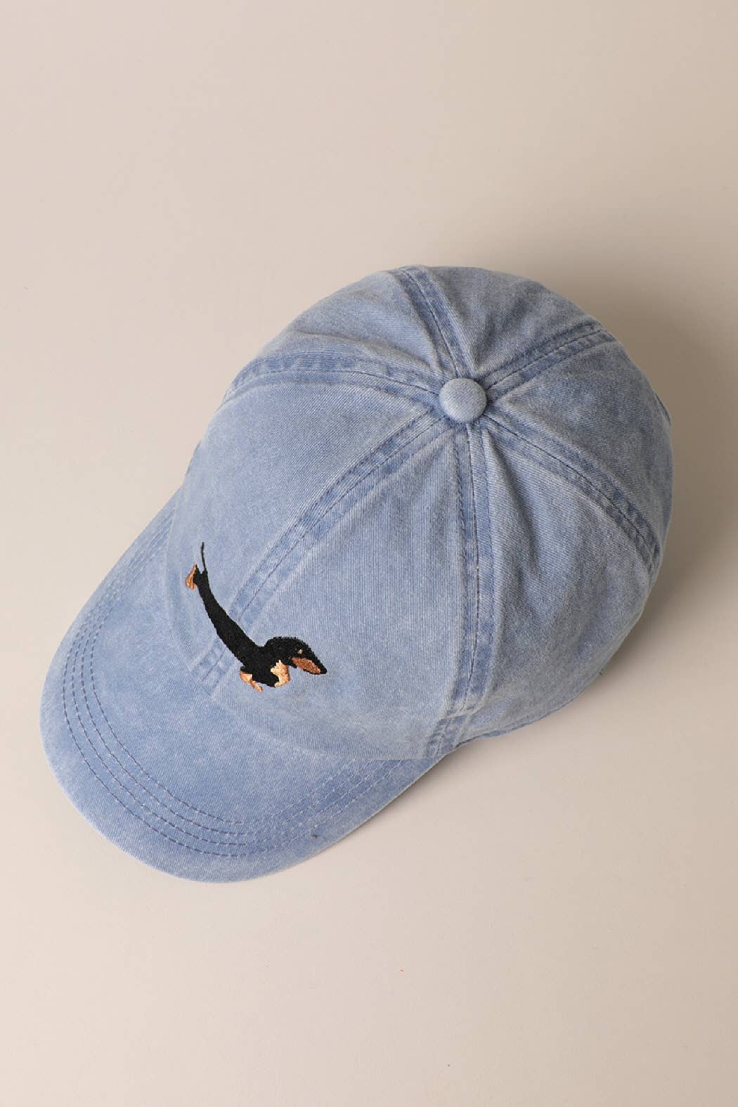 Dachshund Embroidered Baseball Dad Cap: White / One Size { product_type }}