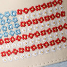 Floral American Flag Embroidered Two-Tone Denim Trucker Hat - Light Denim { product_type }}