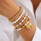 Pearl and Heart Stacked Bracelets { product_type }}