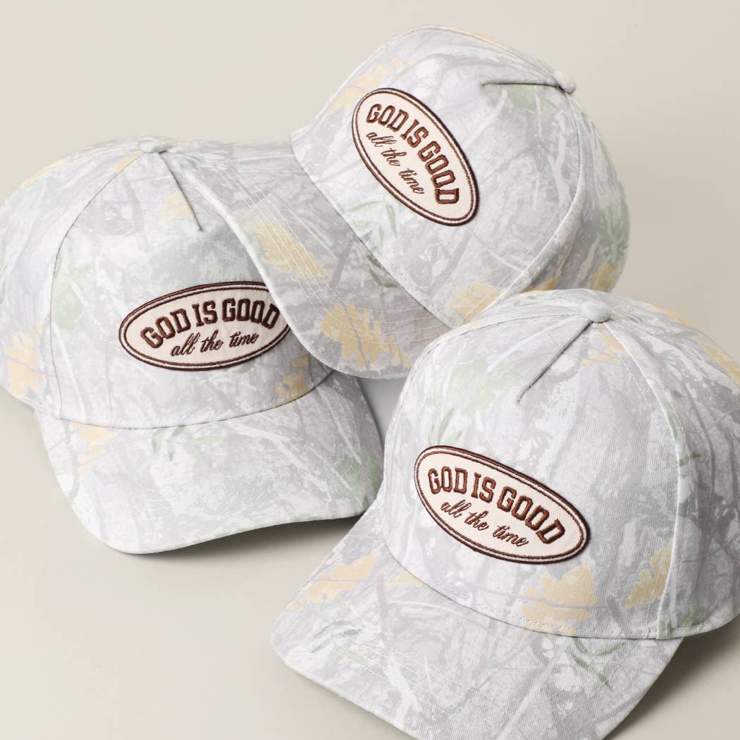 GOD IS GOOD All The Time Patch Camo Baseball Cap: CAMO / One Size { product_type }}