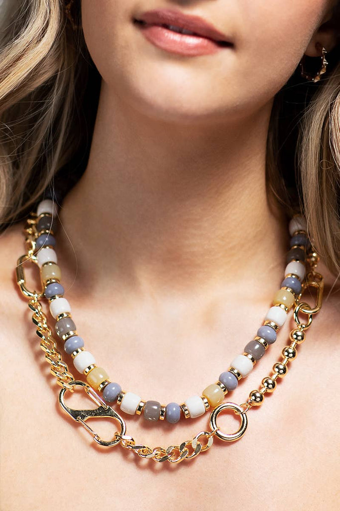 Colorful Acrylic Beads Layered Necklace: Light Multi(Lmu) / OS-Urbanista-Three Birdies Boutique, Women's Fashion Boutique Located in Kearney, MO