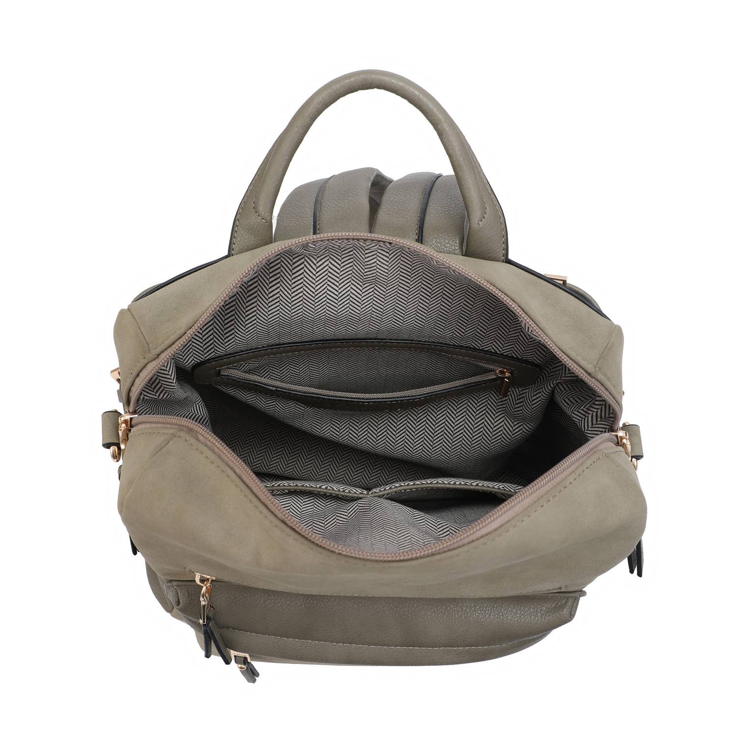 Amelia Houndstooth Convertible Backpack with Whipstitch Strap - Sand/White { product_type }}