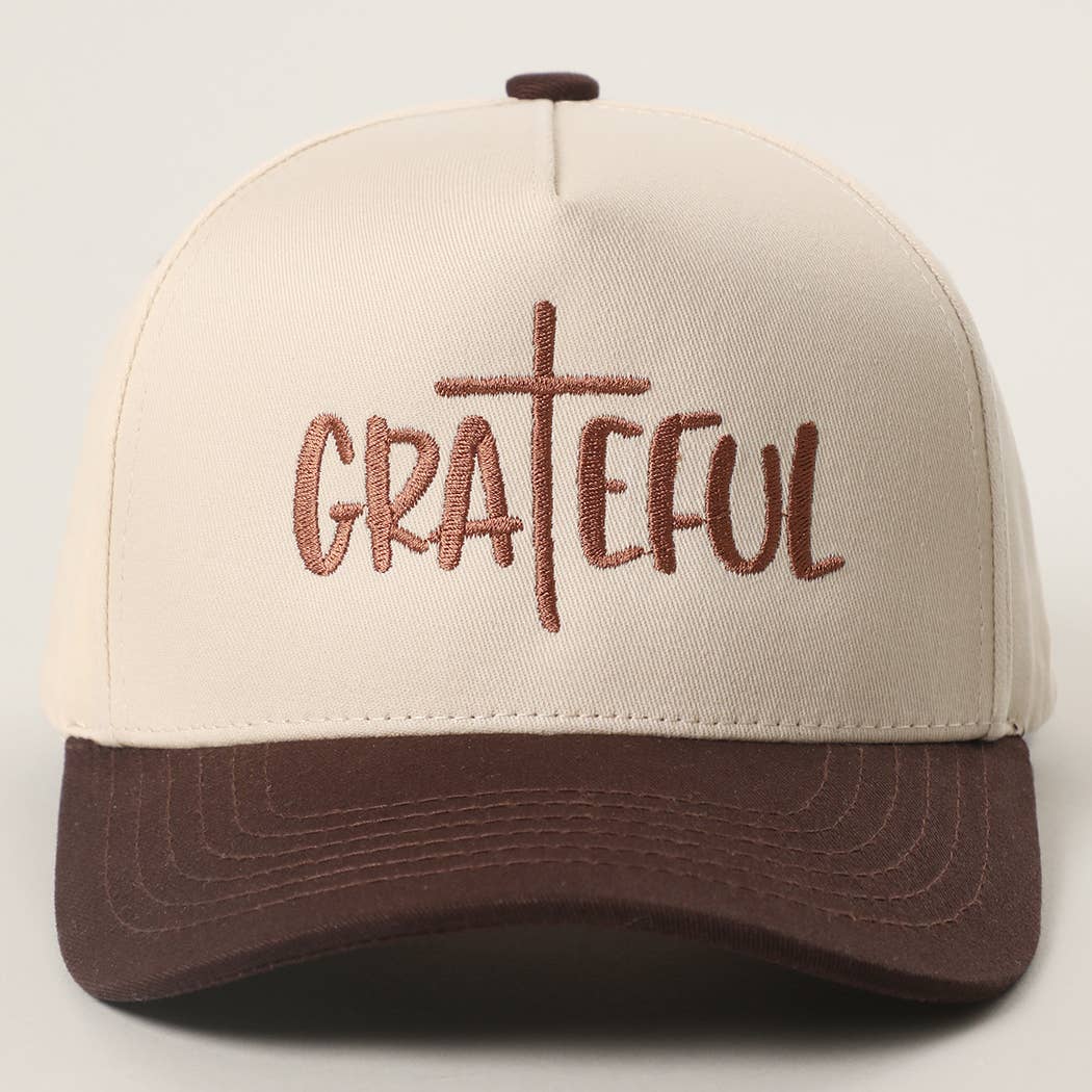 GRATEFUL Embroidery Two-Tone Trucker Hat: COW / One Size { product_type }}