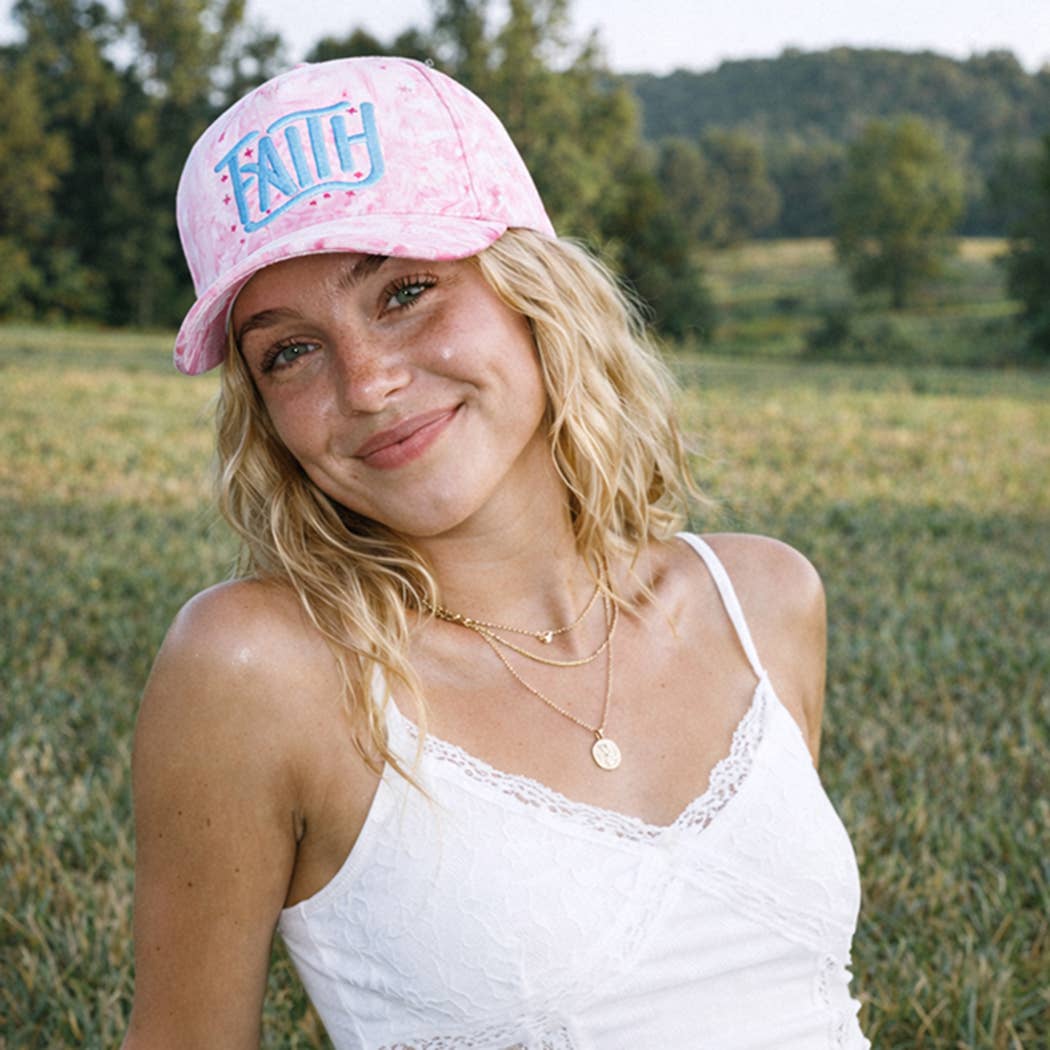 FAITH Embroidered Camo Trucker Hat: PINK CAMO / ONE SIZE { product_type }}