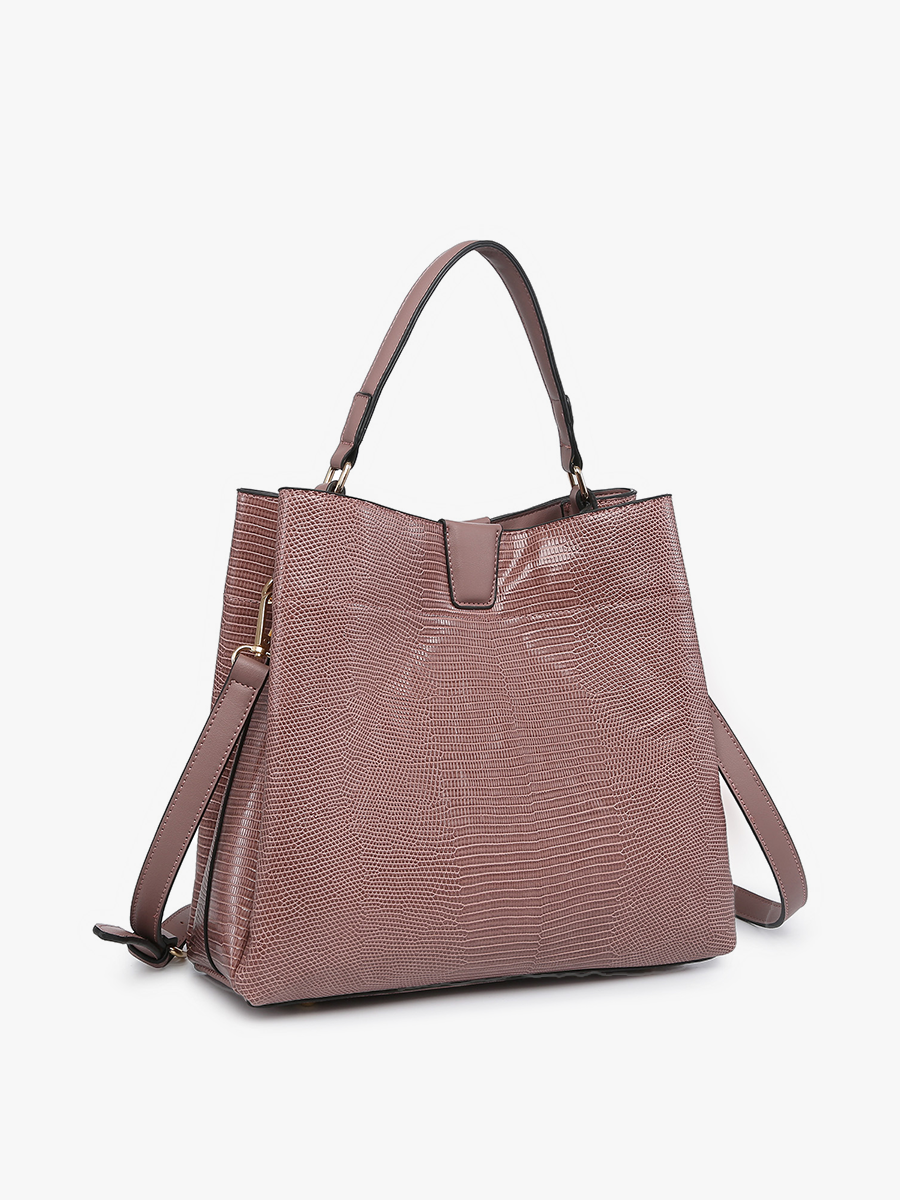 Tati Lizard Print Satchel - Mauve { product_type }}