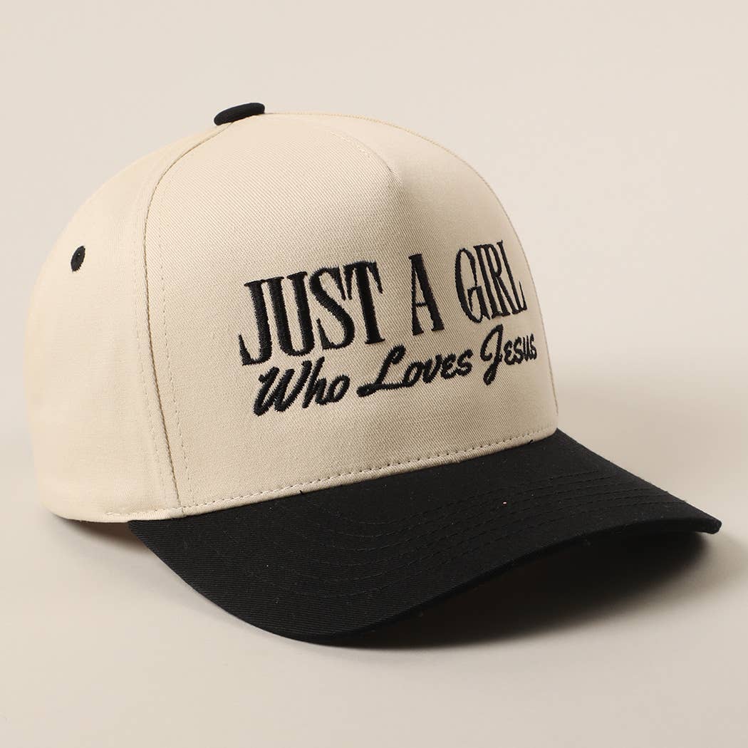Just A Girl Who Loves Jesus Embroidery Trucker Hat: Hot Pink / ONE SIZE { product_type }}