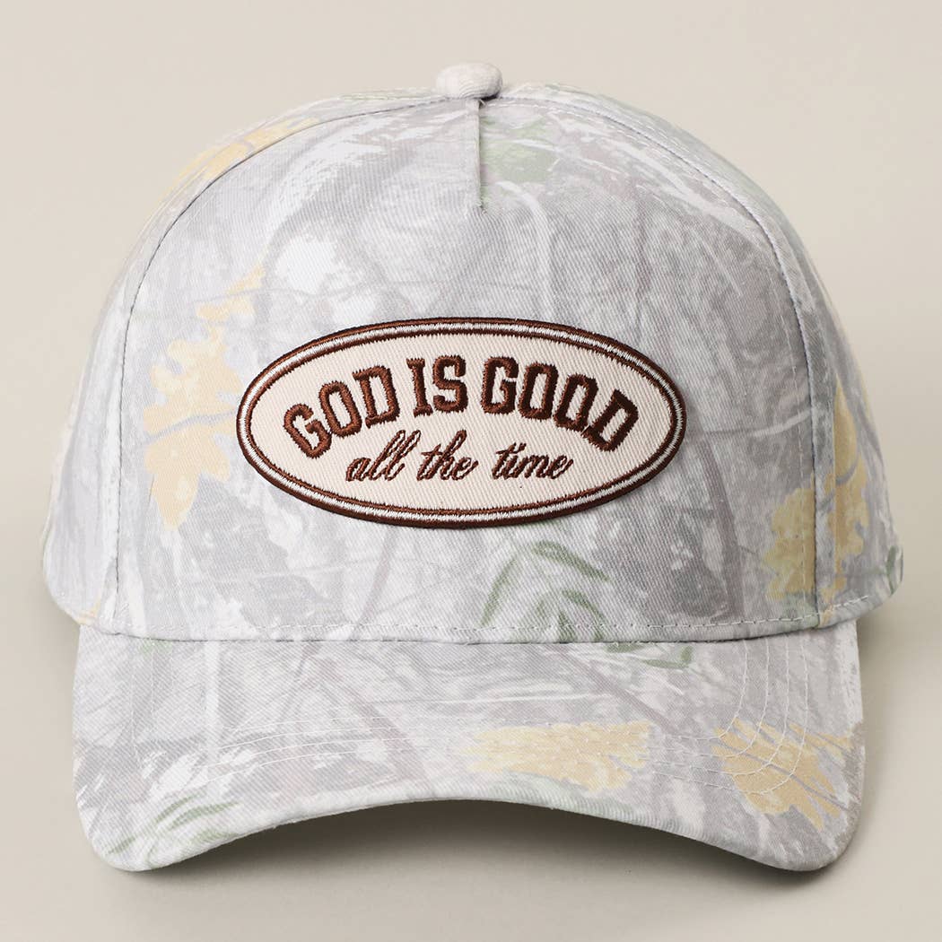 GOD IS GOOD All The Time Patch Camo Baseball Cap: CAMO / One Size { product_type }}