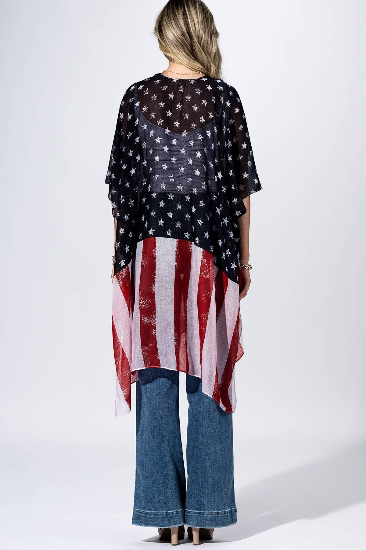 Navy Flag Stars & Stripes Kimono: NAVY FLAG-Urbanista-Three Birdies Boutique, Women's Fashion Boutique Located in Kearney, MO