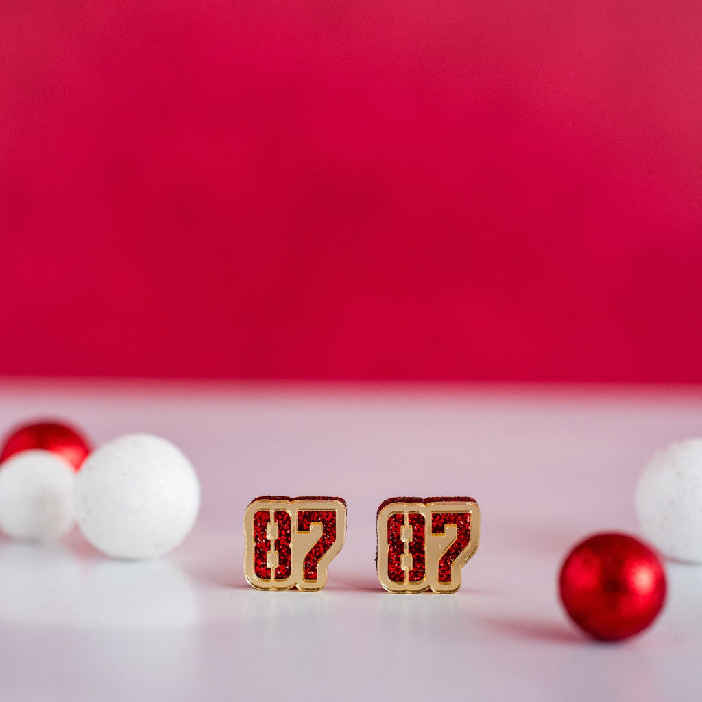 Red Glitter & Gold Mirror 87 Studs Kansas City Football-Stellar Gifts & Goods Wholesale-Three Birdies Boutique, Women's Fashion Boutique Located in Kearney, MO